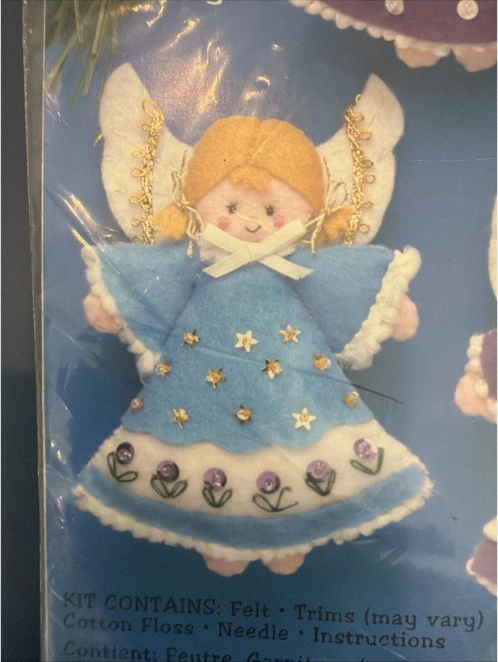 Rare DIY Design Works Felt Ornament Kit Angels 3 Ornaments New Sealed